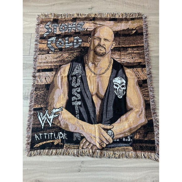 The Northwest Company Other - Vintage WWF Stone Cold Steve Austin Attitude Woven Tapestry Throw Blanket